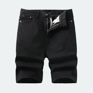 Men's Black Shorts Slim Fit Stretch Waist Casual Outdoor Wear with Metal Rivets and Zipper Closure shorts men short shorts Menswear Outdoor Black Tropical Plain Skinny Jeans with Zippers Ripped