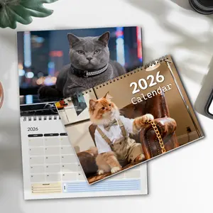 1pc Funny 2026 Cat Luxury Calendar Monthly Planner with Color Coded Calendar Grid and Monthly View An Elegant Gift for Cat Lovers, Luxury Schedule Tracker for Pet Owners, Christmas Premium Gift Idea