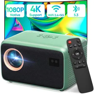 Projector with Wifi ad , ative 1080P Portable Mii Projector 4K Support, Auto Focus & Auto Keystoe Projector for Bedroom//Outdoor, Compatible with Smartphoe/HDMI/USB/TV Stick