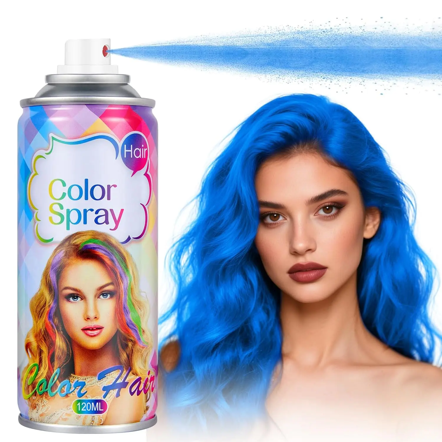 Temporary Hair Color Spray for Kids Women Men One-Day Use Natural Washable Blue Dye for Cosplay Christmas Party Halloween Crazy Hair Day 120ml Fun Haircare summerwins