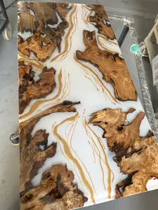 Olive Wood Epoxy Table custom epoxy river slab table, Executive Desk, Custom Large Epoxy River Table, Solid Wood Slabs Table, Large Computer Office Desk Workstation, Business Furniture for Home Office