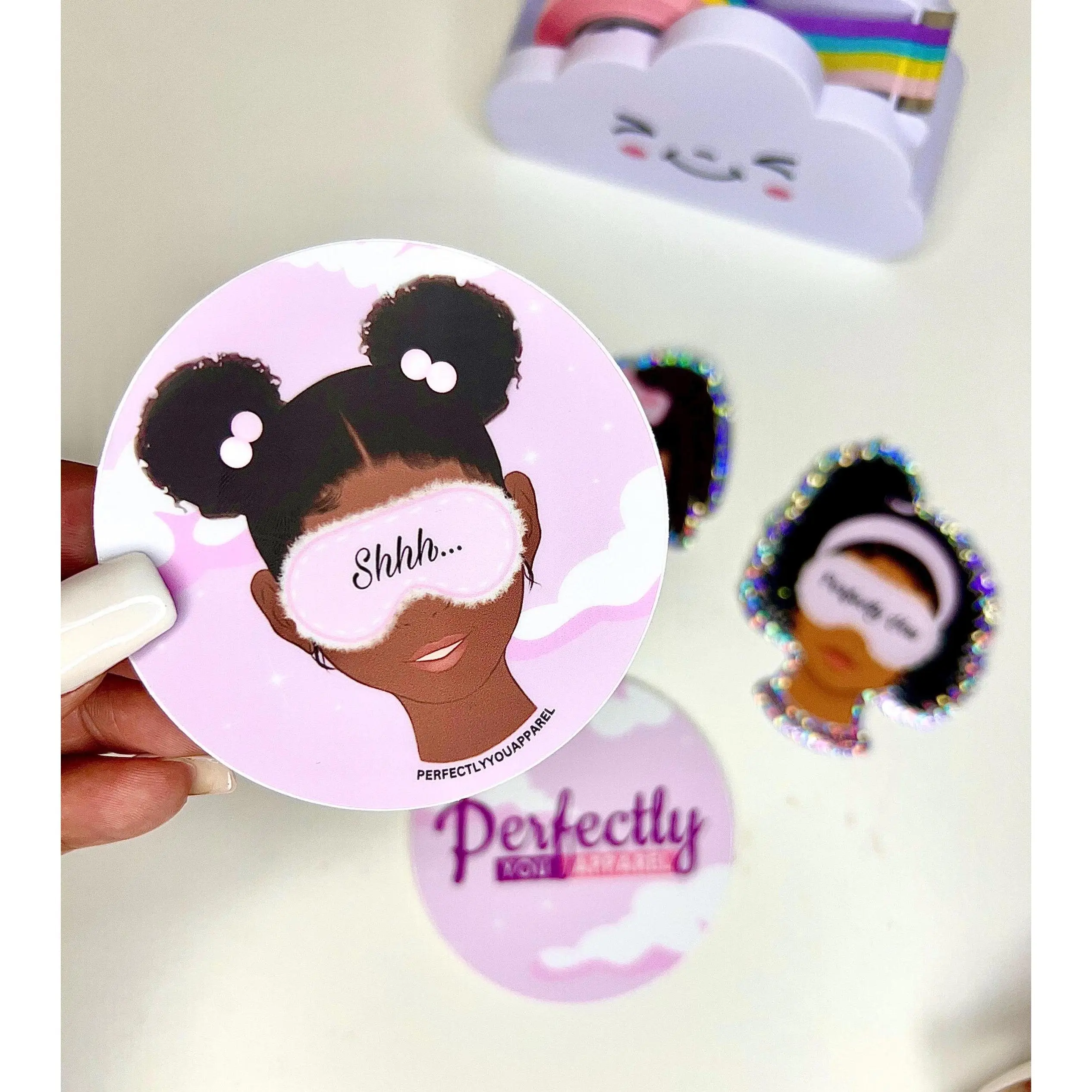 Circle phone case stickers for girls, Brown skin girl stickers, Girly sticker collection, Kindle sticker, Notebook and journal cover sticker