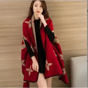 Imitation Cashmere Cape Double Sided Dual Purpose Shawl Thickened Warmth Oversized Scarf for Style Poncho Leisure Fashion