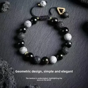 Volcanic Stone High-End Men's Light Luxury Niche Beaded Bracelet