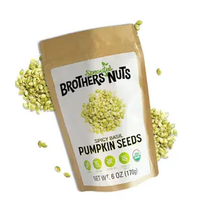 Brothers Nuts Spicy Basil Pumpkin Seeds 6oz - Sprouted, Health-Boosting, Organic, Zero Sugar, Dairy Free, Gluten Free Super Snack for Satisfying Snack Craving Without Guilt