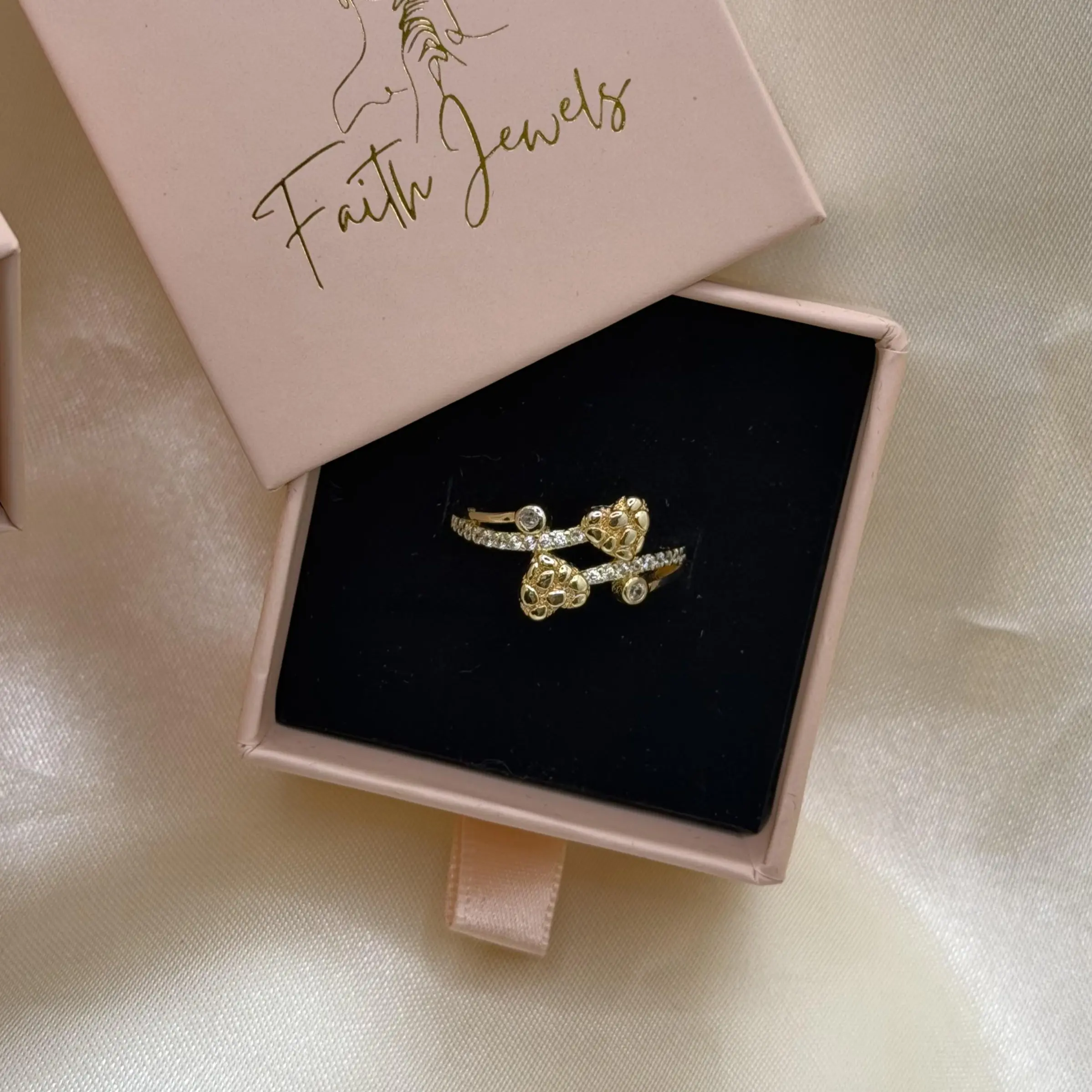 Women's 14k Gold Plated Nugget Heart Ring with Rhinestones, Sizes 6-10 Women's 14k Gold Plated Nugget Heart Ring with Rhinestones, Sizes 6-10