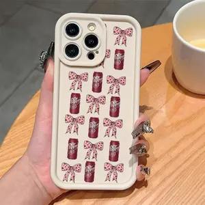 Vintage Cola Bowknot Tpu Anti-Drop Case for iPhone 6-16 Pro Max, Perfect Gift for Women, Girls, Boyfriend, Christmas & Birthday