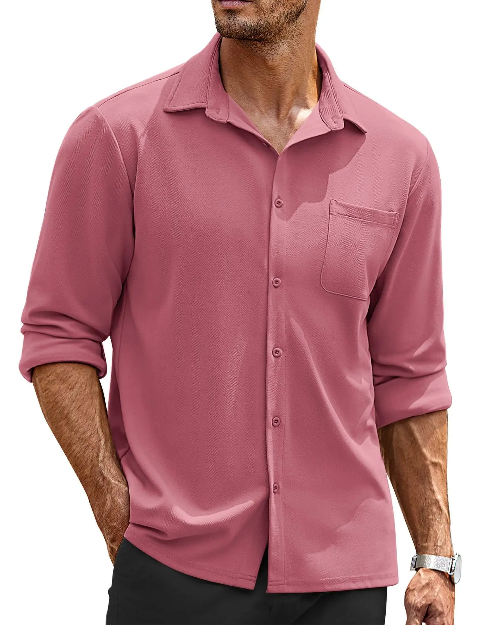 COOFANDY Mens Long Sleeve Button Down Shirts Wrinkle Free Untucked Shirts Casual Dress Shirt for Men