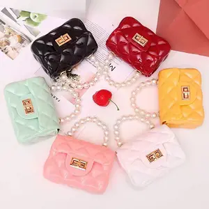 Women's Chic Lock Buckle Handbag Cute Chain Shoulder Bag with Flap and Pearl Detail for Dating and Daily Use