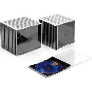 Upgraded Clear CD Jewel Case,CD Storage Case with Assembled Black Tray, Thickened Material, 25 Pack