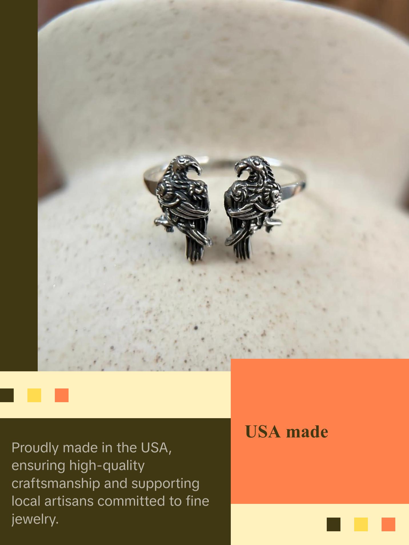 925 Sterling Silver Adjustable Raven Ring – Celtic Patterns & Wiccan Symbolism