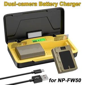 1Pcs NP-FW50 camera battery charger, PD20W fast charging - dual slot  LCD display charging status for Sony Alpha Camera A6400 ZV-E10 A6000 A6100 A6500 A6300 A7 A7II A7RII A7SII A7S A7S2