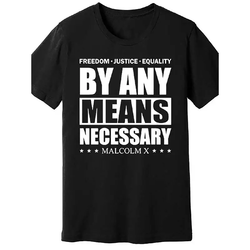 At Any Cost Malcolm X Freedom T-Shirt 54001 Funny Men's Short Sleeve Graphic T-Shirt Series Black TP