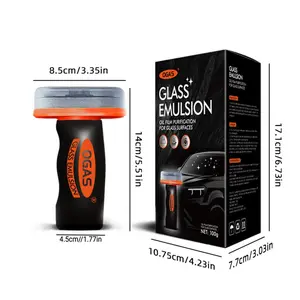 Upgraded Car Window Oil Film Cleaning Brush, Built-in Cleaner Button with Hydrophobic Coating, Anti-Fog Rainproof, Multi-Surface for Car Home Windshield Mirror