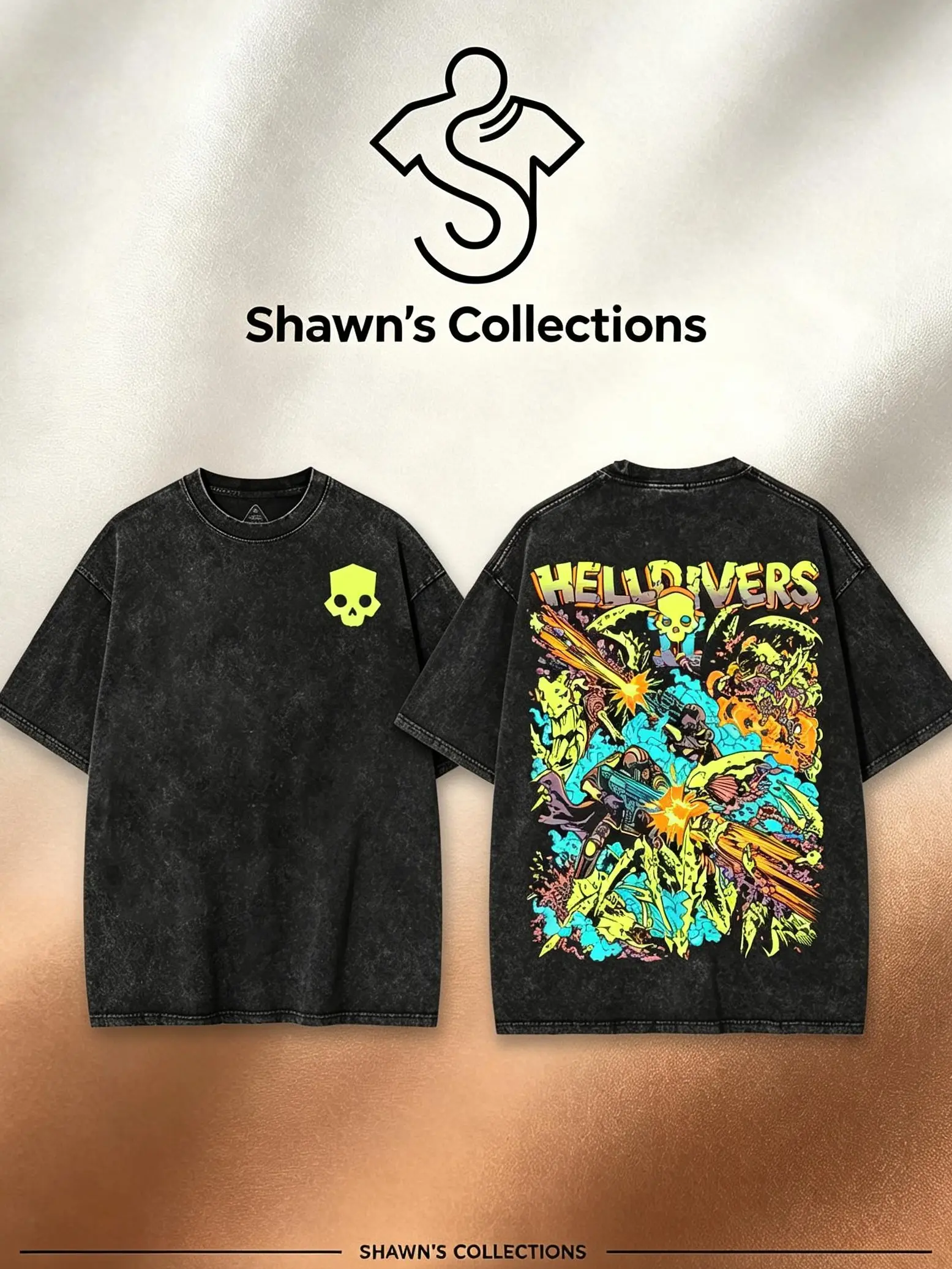 Shawn's Vintage Washed Black Grey Oversized Helldivers T-Shirt,Helldivers 2 The Taste of Freedom Men's Wash Unisex Game Shirt, Fan Gift, gamer gift Menswear Collar Cotton Fabric Streetwear Tshirt