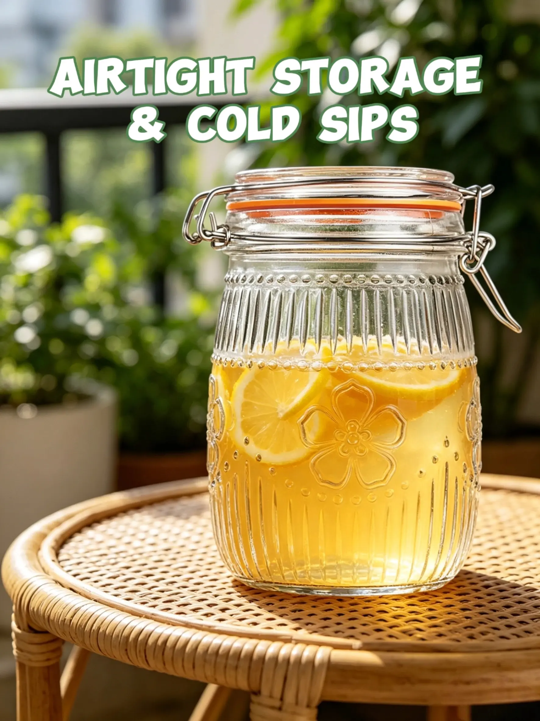 6pcs 32oz Handcrafted Vintage Glass Kitchen Canisters - Airtight Seal Silicone Lid Wide Mouth Smell Proof Jars, BPA-Free Stackable Sunflower Embossed Containers for Sugar, Coffee, Housewarming Decor