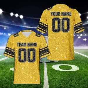 Custom Faux Glitter Football Jersey, Personalized Color Adult Football Team Jersey American Football Game Day Outfit , jersey ZGO