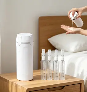 4 in 1 Travel Pump Dispenser Bottle, 30ml capacity press type liquid jars, sealed leak-proof vessels with clear marking lines, practical empty storage bottles for daily skin care washing and holiday travelling.end of year student gifts
