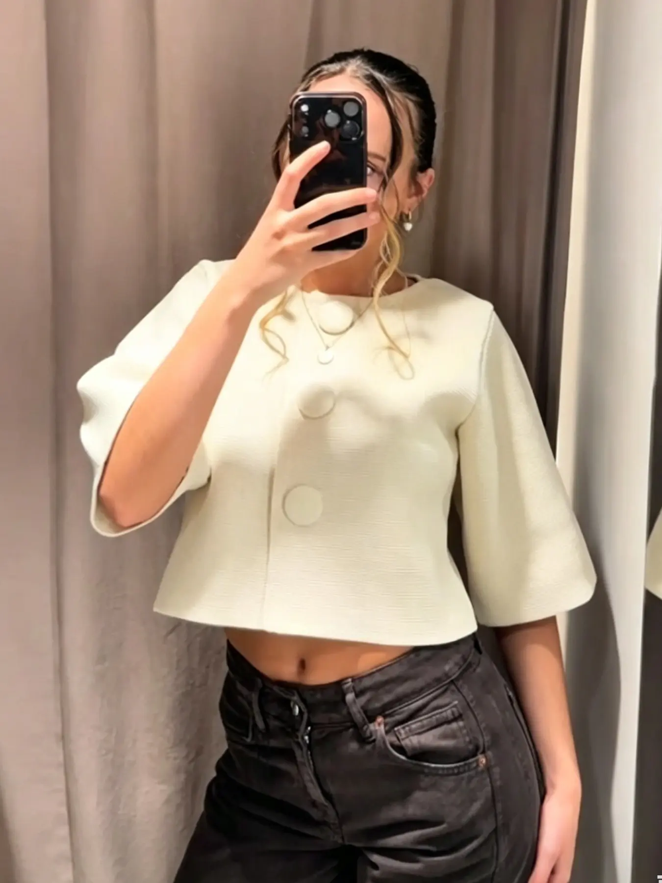 Women's Knit Sweater Coat Elegant Minimalist Beige Half Sleeve Knit Cardigan 2026 Spring Summer New Basic Round Neck Button Down Sweater Coat Chic Short Sleeve Tops Women Casual Cropped Knitted Outerwear Knitwear