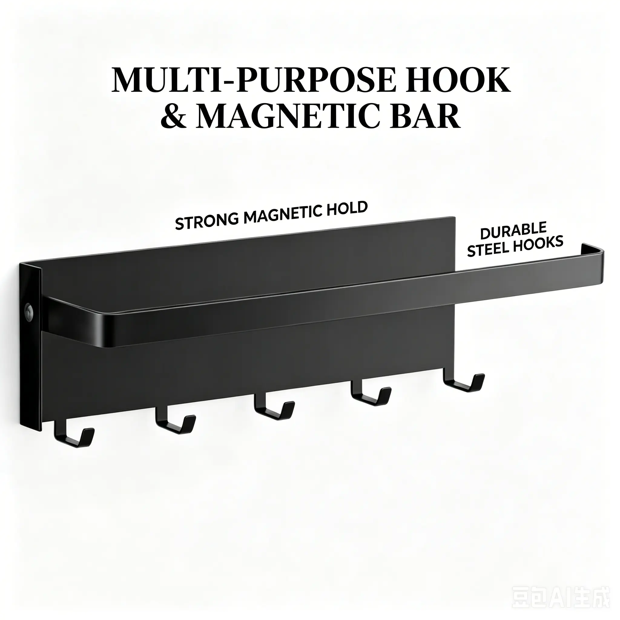 Magnetic Tissue Holder - Lightweight Foldable Steel Kitchenware with Hooks for Fridge, Space-Saving Portable Home Use Kitchen Fridge Side Storage Rack (Black)