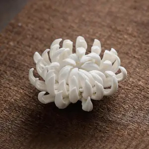 Chrysanthemum Ceramic Incense Holder| Home Decor, Desk Ornament for Stick Incense & Sandalwood