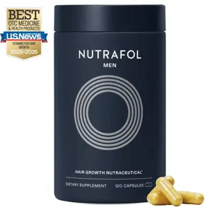 Nutrafol Men's Hair Growth Supplements, Clinically Tested for Visibly Thicker Hair and Scalp Coverage, Dermatologist Recommended - 1 Month Supply Healthcare Fitness Edible Dietary Clinically Proven Hair Growth Supplement