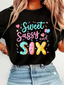 6Th Birthday Girl Sweet Sassy And Six Donut 6 Year Old Kids T-Shirt