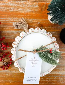 Beaded White Clay Bowl Candle