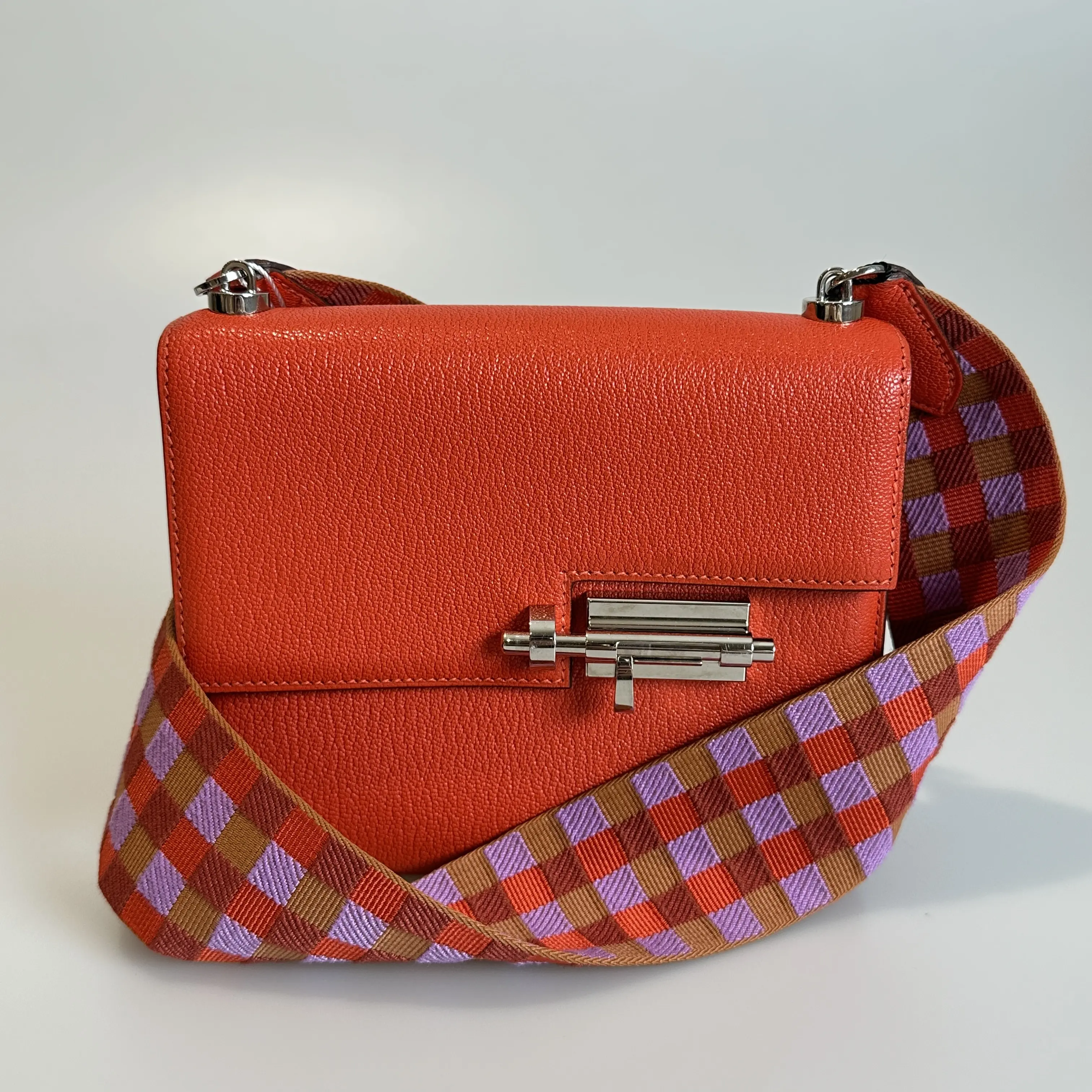Pre-owned HERMÈS chevre Mysore Shoulder Bag Verrou Mini Rouge Tomato 20358158
