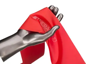 THERABAND Professional Latex Resistance Bands For Rehabilitation, Portable Fitness and Workout, Home Exercise, 5 Foot, Red, Medium, Level 3, Individual Package