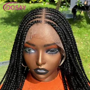 DOSAY 36 Inch Knotless Box Braided Wigs Synthetic Full Lace Cornrow Braids Wig Lightweight & Breathable with Baby Hair