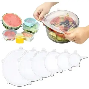 A set of 6PCS Generic Silicone Lid Set, Silicon lids for containers, Silicon Stretchable lids, Silicone lids and Cover - Blue