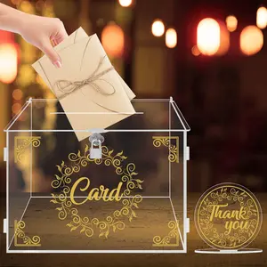 Wedding Card Box with Lock and Slot,    Box Holder, Clear Wedding  Box Letter Envelope Boxes for Reception Anniversary Birthday Party  Shower (Transparent)
