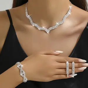 1 Necklace + 1 Pair of Earrings + 1 Bracelet, Wedding Party, Bridal Gown and Formal Dress Accessories
