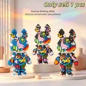 Multicolor 3D Puzzle Bear Building Blocks, Home Office Decor, Party Decoration, Ideal Gift, Handmade Craft, Lightweight Statue, Collectible