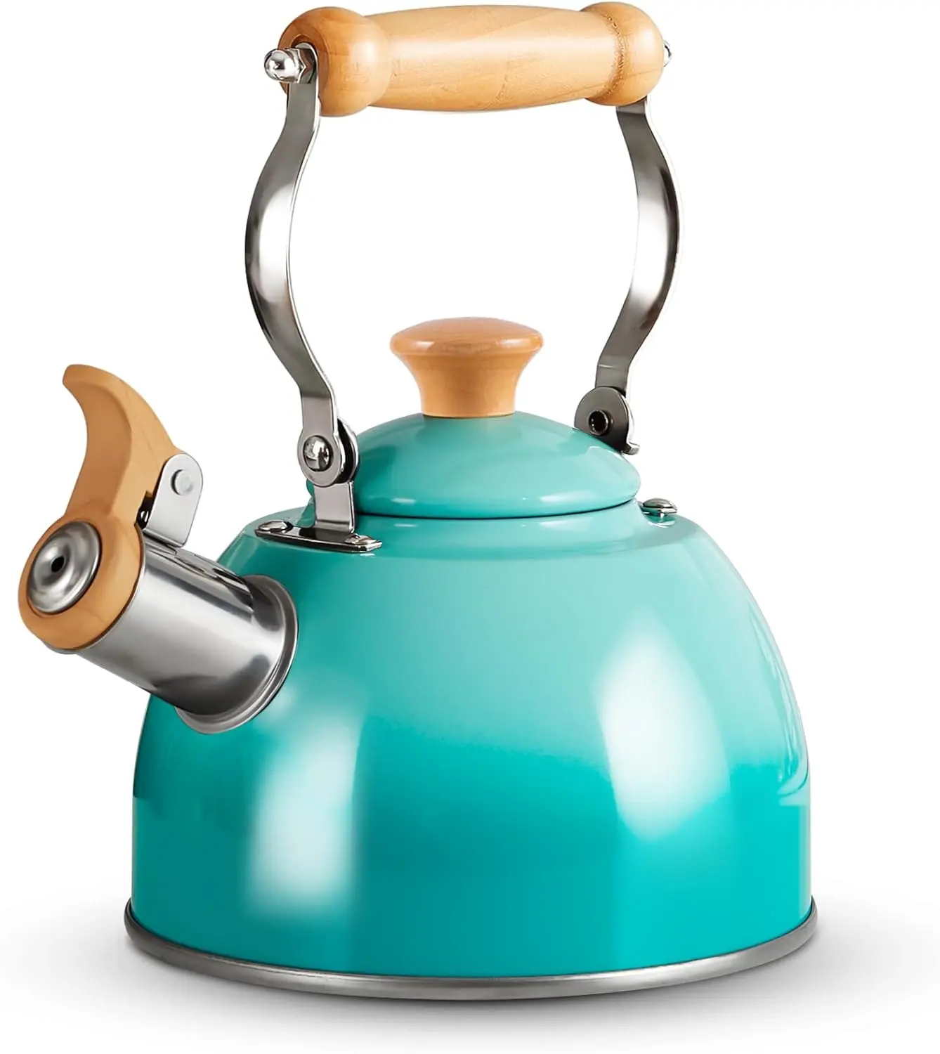 Kettle,  Pot with Cool Touch  Handle, Teapot  Grade Stainless Steel,  Kettle Stovetop, Kettle Teapot, Whistling  Kettle, Small  Kettle, 1.6 Quart (Green)
