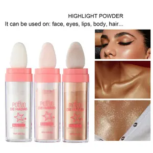 2 Pack Polvo De Hadas Body Glitter Highlighter Makeup Stick Sparkle High Gloss Shine Body Brighten Shimmer Patting Powder for Hair Face Eyes Body