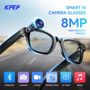 KPEP Smart AI Camera Glasses with 8MP Photochromic Lenses, Button Touch Adjustment for Travel Outdoor Adventures Hands-Free Photography 160+Languages Real-Time Translation Bluetooth Vlogging Camera Wireless Wearable Video Recording Vlog Summervibes