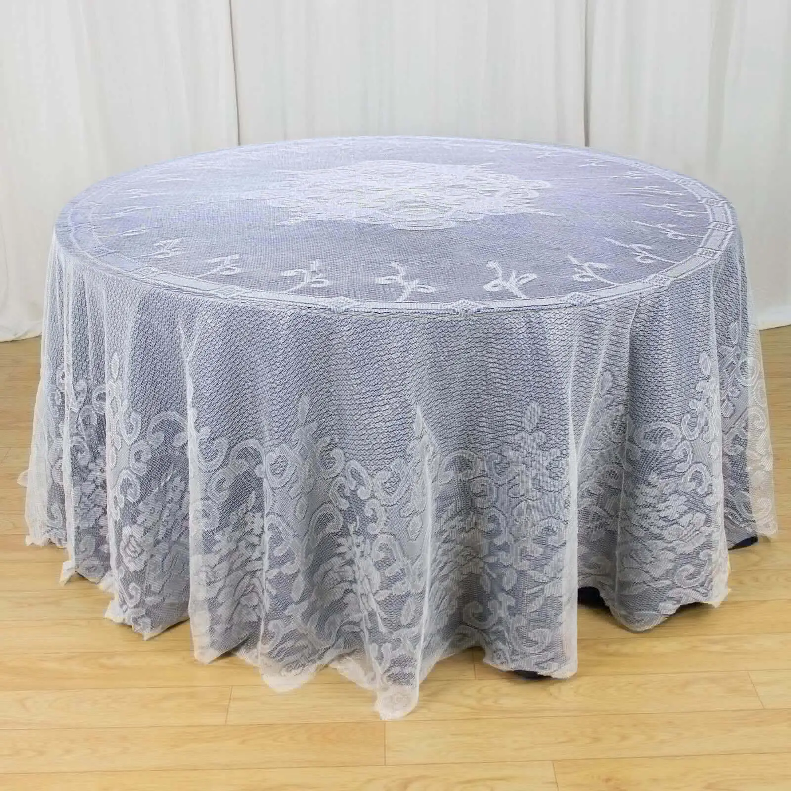 120 inches Ivory Lace Round Tablecloth - Premium Seamless Finish Table Cover for Wedding Party Event Decoration, Protection, One-Piece