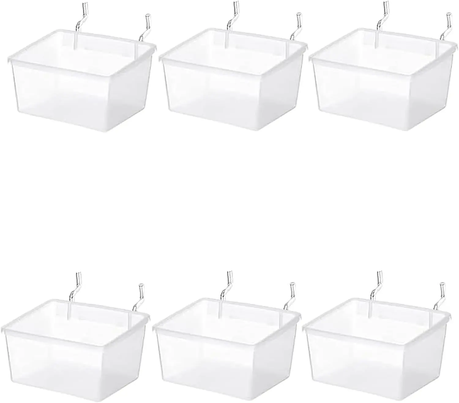 6 count Pegboard Bins Set 3.34 x 3.15 x 1.8 Inch Pegboard Containers with Metal Hooks for Organizing Assortment Accessories, Wall Organizer for Garage Craft Workshop Workbench