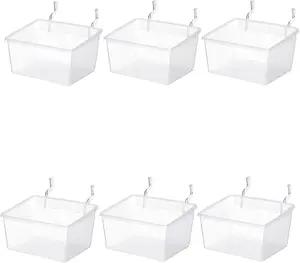 6 count Pegboard Bins Set 3.34 x 3.15 x 1.8 Inch Pegboard Containers with Metal Hooks for Organizing Assortment Accessories, Wall Organizer for Garage Craft Workshop Workbench