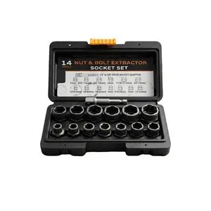 High-Impact 14-Piece Bolt Extractor Set, Stripped Screw Removal Tools, Anti-Slip Design, Magnetic Toolbox, Ideal for Automotive Rusted Screw Repair, Professional Thread Restoration Kit, Durable Extraction Tools for DIY