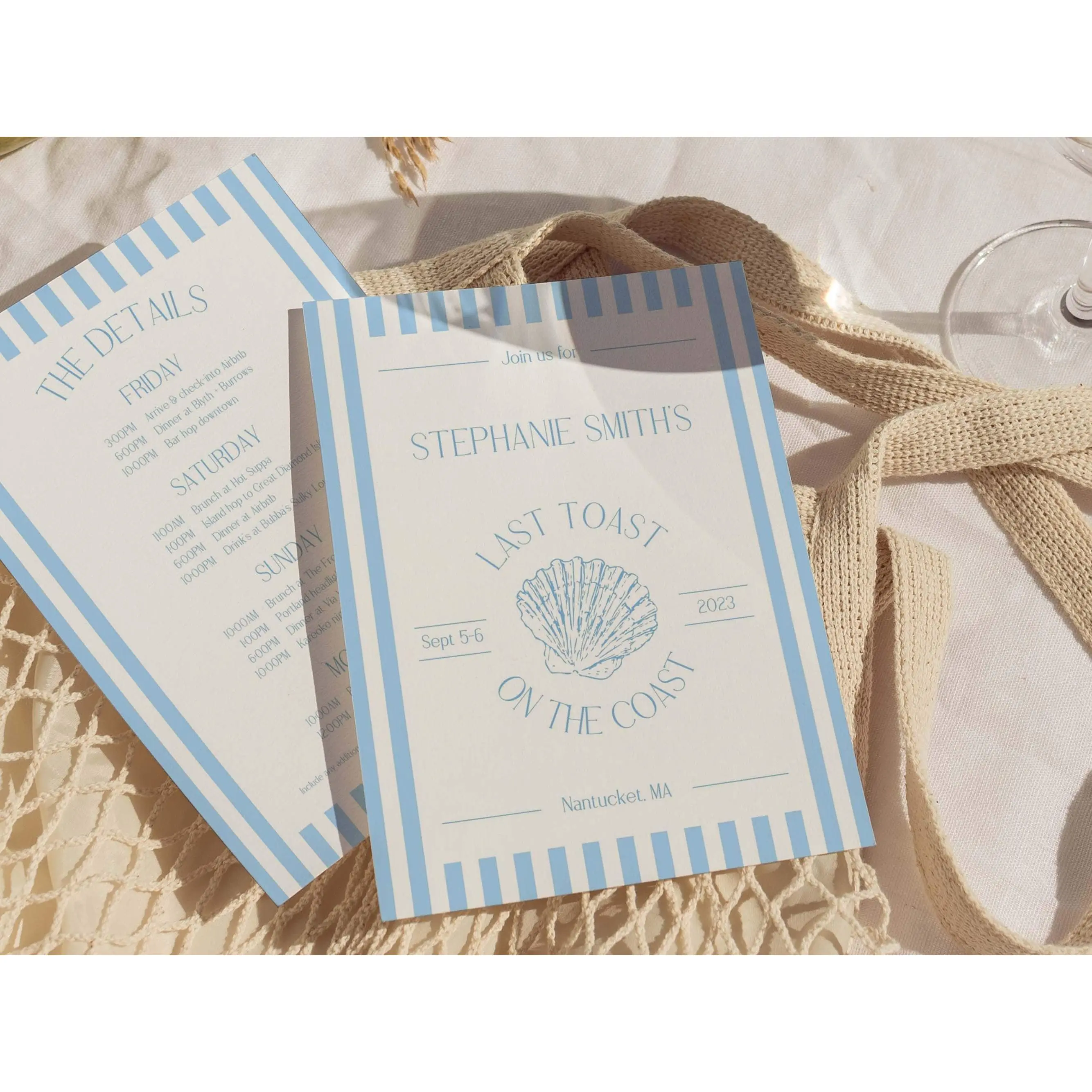 Last Toast On The Coast Bachelorette Itinerary Template and Invite For Coastal Bachelorette