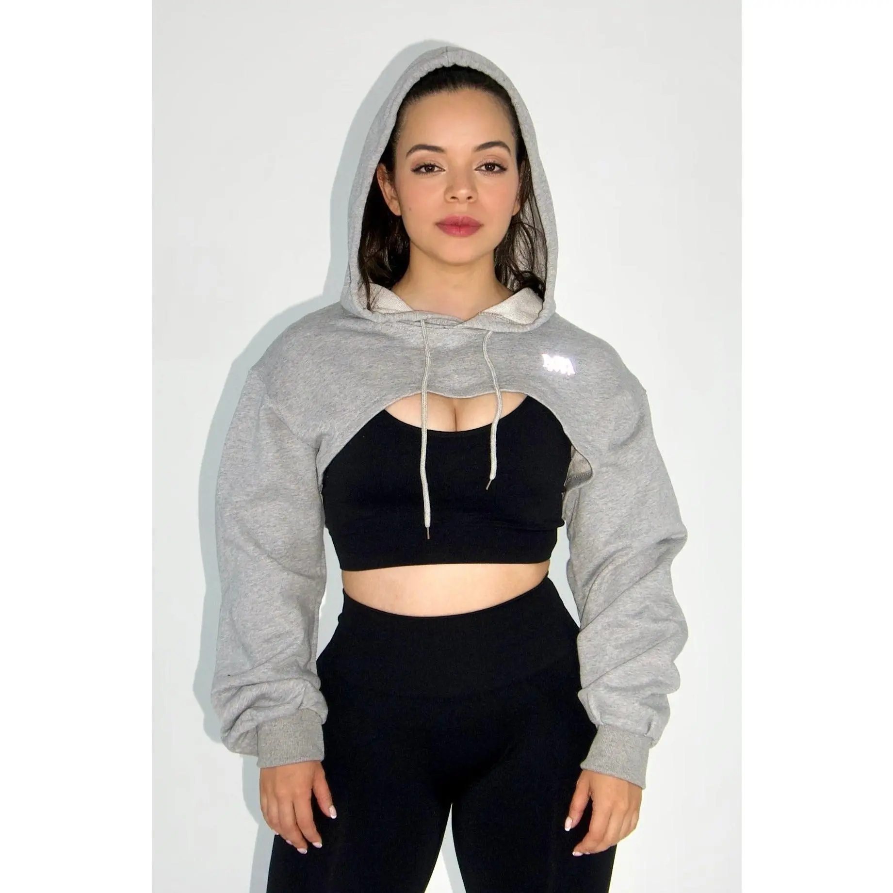 Josie Cropped Hoodie Shrug Top - Heather Gray - TikTok Shop