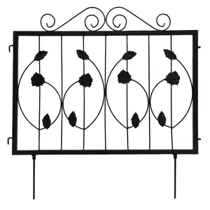 Garvee Decorative Garden Fence Set in Black Finish, Available in 4 or 6 Packs, Each Panel Measures 23.6'' H x 23.6'' W, Made of Durable Metal, Perfect for Outdoor Use as Animal Barriers, Flower Bed Borders, and Yard Decoration