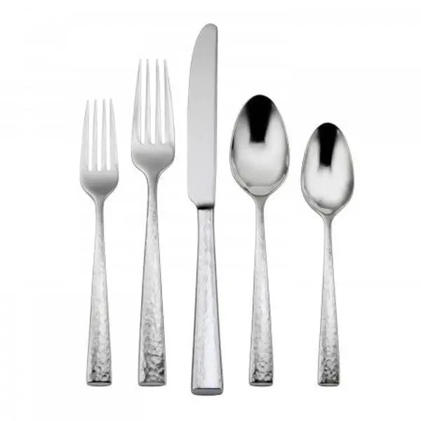 Oneida Cabria Classic Hammered Finish Flatware Set - 5-Piece, Ideal for Everyday Use