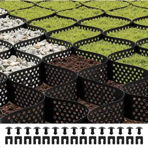【FathersDayGift】 VEVOR Permeable Honeycomb Geo Grid, 4 in Depth, 17.06x8.86 FT/5200x2700 mm, 1880 LBS/Sq Ft Deep Ground Retainer, Driveway Stabilization Tool, for Garden, Walkway, RV Parking, Honeycomb Structure