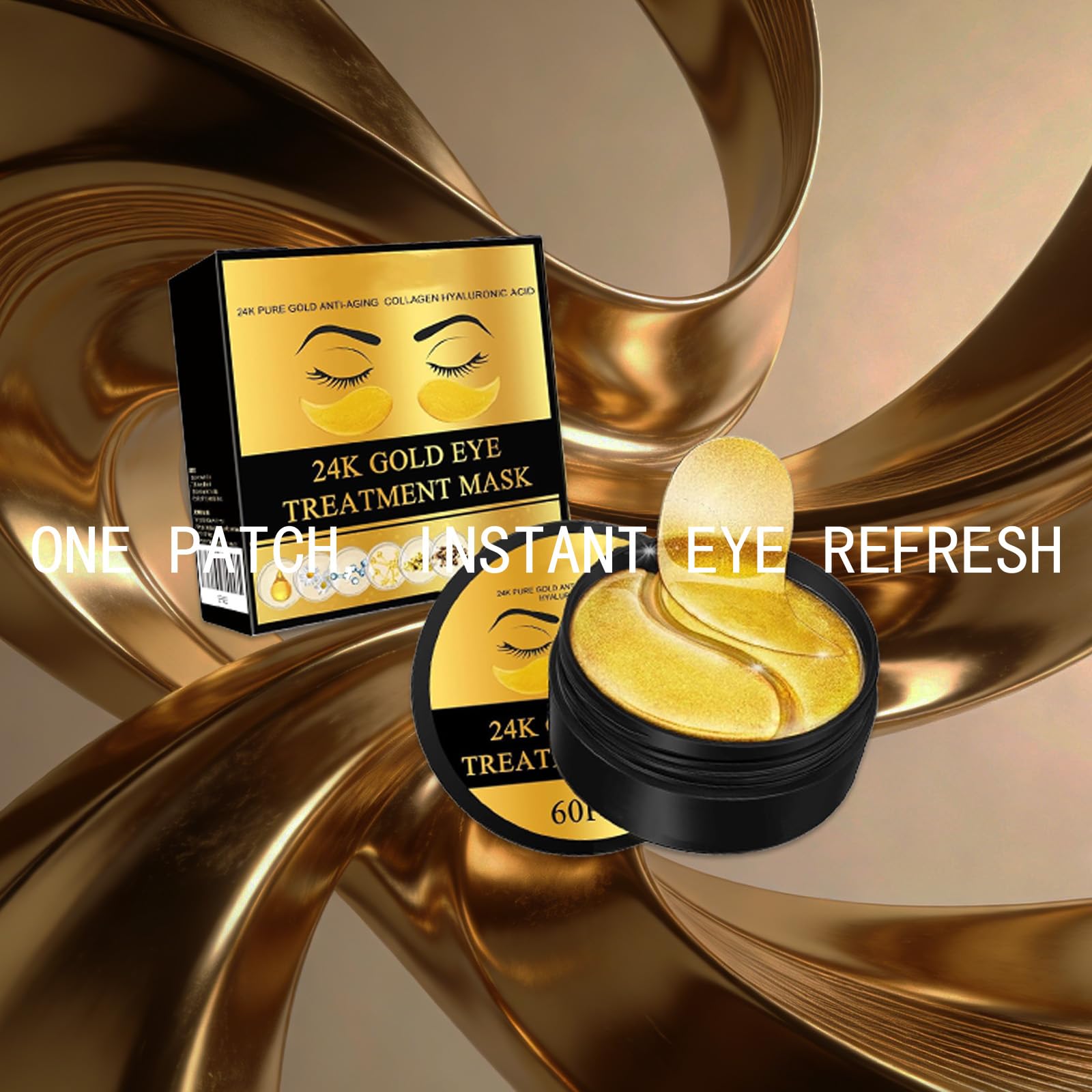 24k Gold Moisturizing Eye Mask, 60pcs/set Tightening and Lifting Eye Patches, Hydrating Brightening & Firming Eye Sticker, Beauty & Personal Eye Care Product, Skincare Products Skincare Set