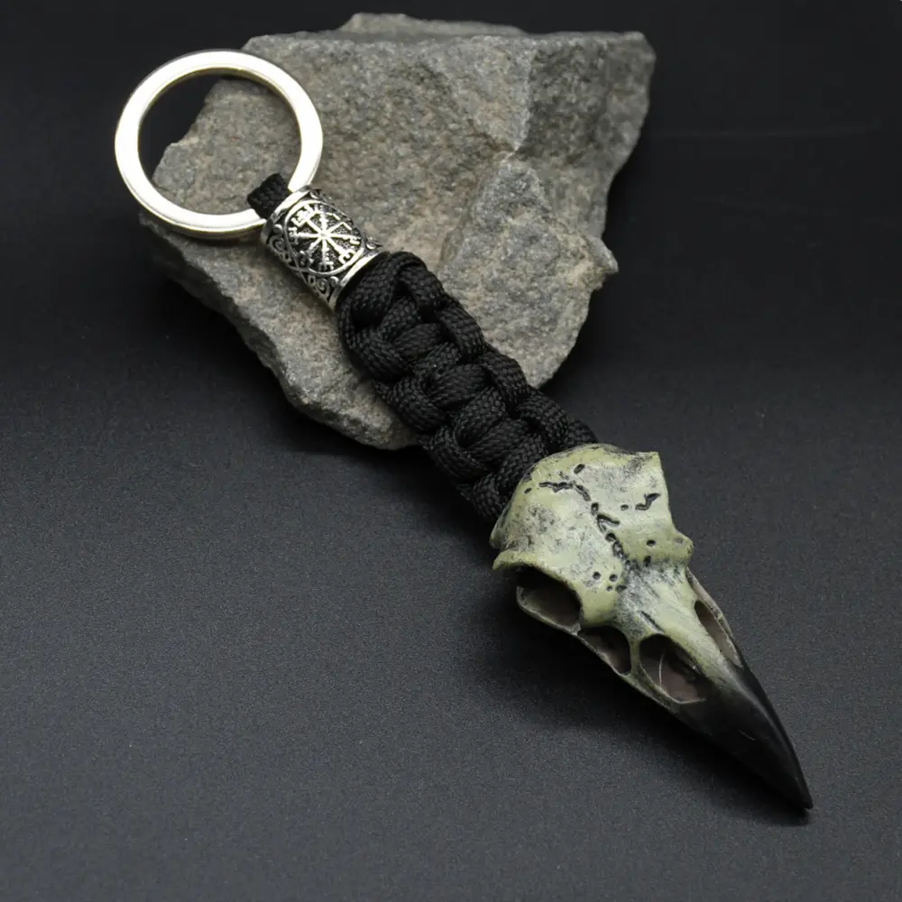 Odin Crow Skeleton Keychain Viking Eagle's head Pendant Keyring Paracord Rope Norse Pirates Rune Valknut Amulet Jewelry Gift
