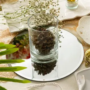 Round Acrylic Mirror Tray, 1 Count Modern Simple Candle Holder, Centerpiece for Wedding Birthday Party Decoration, Ornaments, Halloween, Home Decor